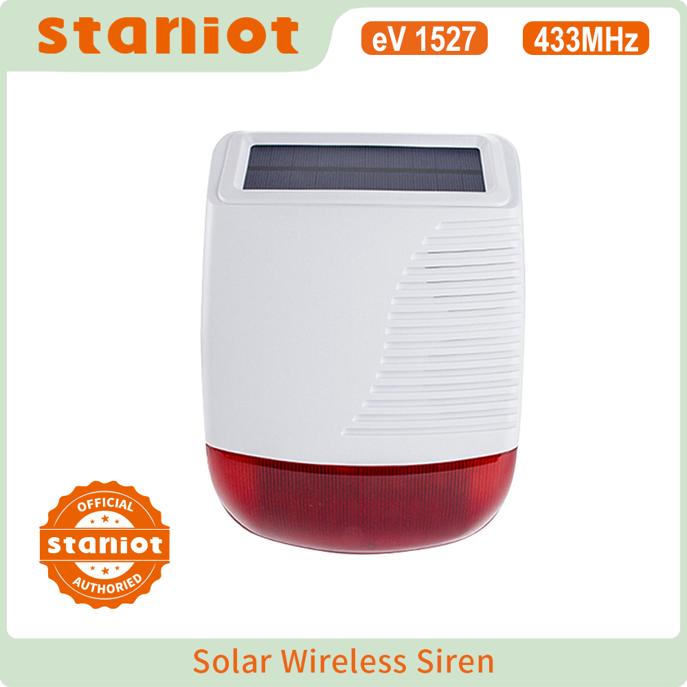 Outdoor Lighting Wireless - Staniot ไร้สายกลางแจ้งพลังงานแสงอาทิตย์ Strobe ไซเรน 433MHz กันน้ําไซเรนเดซิเบลสูงพร้อมแฟลชสําหรับ