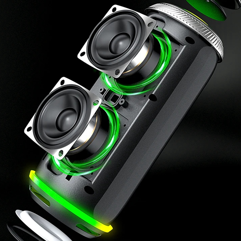 Outdoor Lighting Wireless - ลำโพงบลูทูธไร้สายสเตอริโอ 360 องศา, ลำโพงกันน้ำพร้อมไฟสีสัน, ลำโพงซับวูฟเฟอร์สำหรับตั้งแคมป์กลางแจ้ง-ABFB