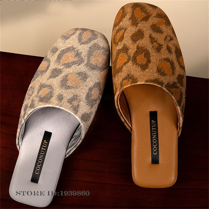 Outdoor Lighting For Your Home - ฤดูใบไม้ผลิฤดูใบไม้ร่วงใหม่ รองเท้าแตะสำหรับผู้หญิง รองเท้าแตะแฟชั่นลายเสือดาว ผ้าซาติน รองเท้าส้นแบน สำหรับใส่กลางแจ้ง