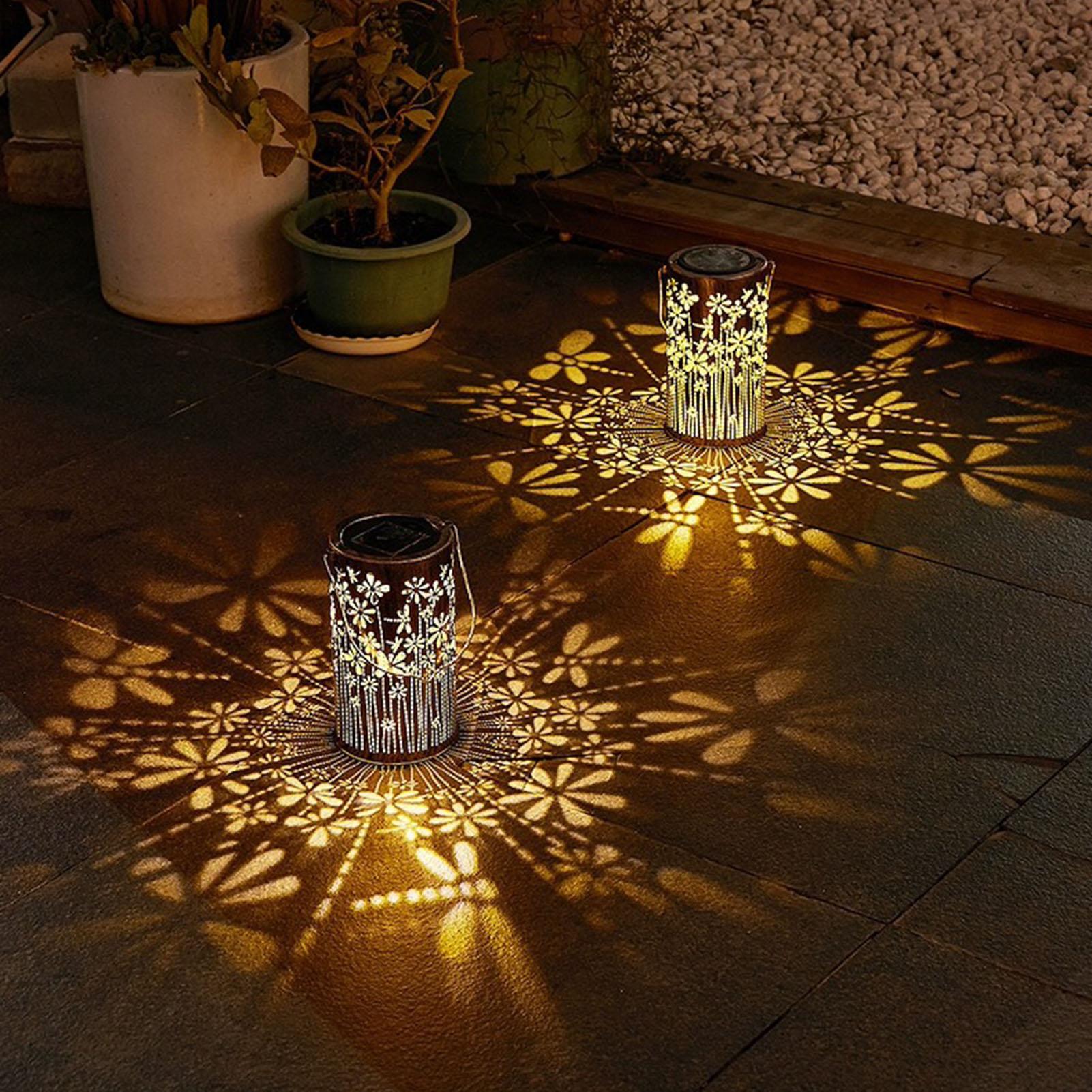 Outdoor Lighting And Landscape - โคมไฟพลังงานแสงอาทิตย์ โคมไฟดอกไม้โลหะหลากสี ไฟพลังงานแสงอาทิตย์สำหรับทางเดินกลางแจ้ง สำหรับสนามหญ้า ทางเดินภายนอก ภูมิทัศน์