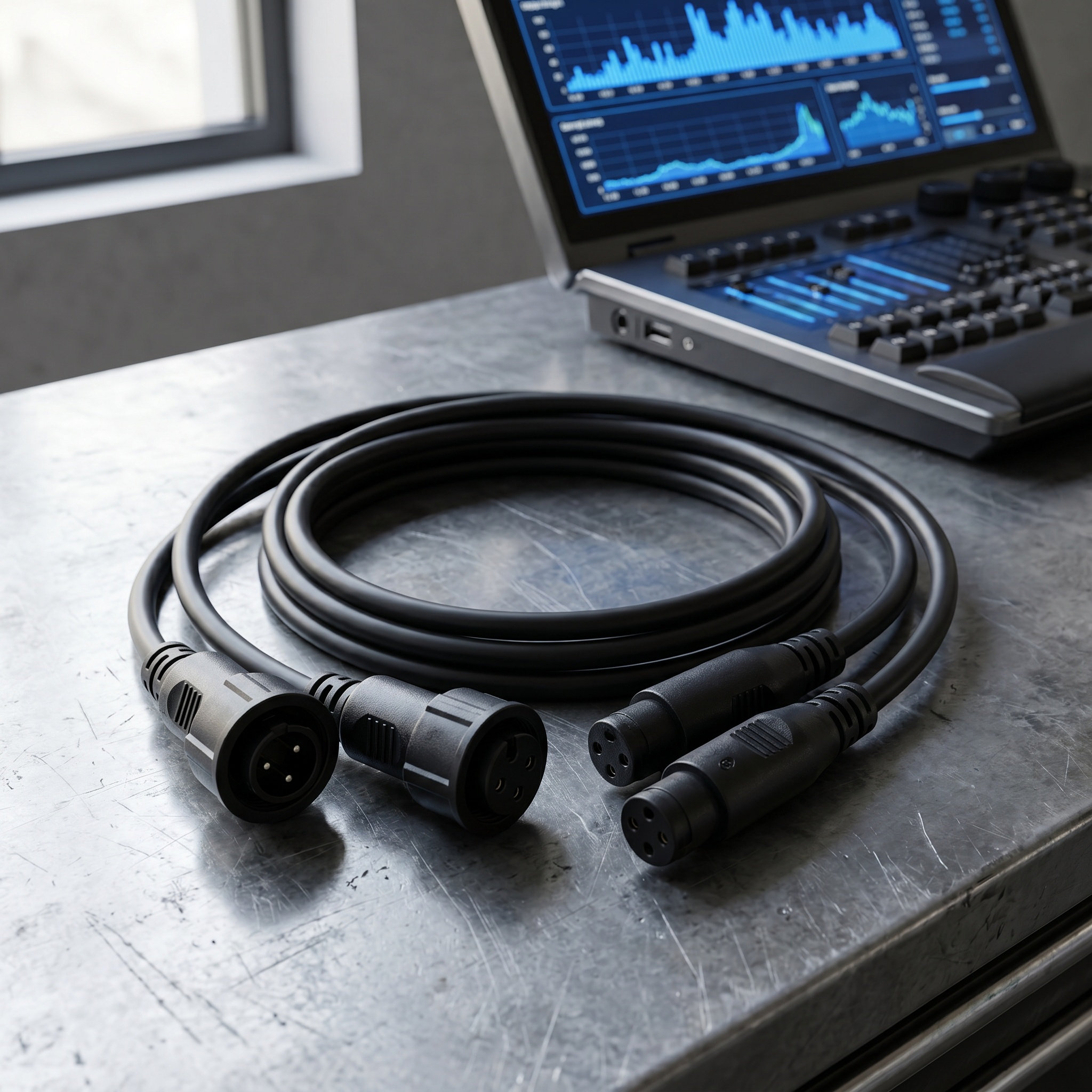 Outdoor Lighting Waterproof - สาย DMX 2 ชิ้น สายไฟสำหรับไฟเวทีกันน้ำ พร้อมหัวต่อตัวผู้และตัวเมีย