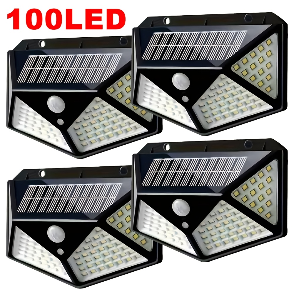 Outdoor Lighting And Landscape - ไฟสวนโซลาร์เซลล์ 100LED สำหรับภายนอกอาคาร พร้อมเซ็นเซอร์ตรวจจับความเคลื่อนไหว กันน้ำ ใช้ติดผนัง