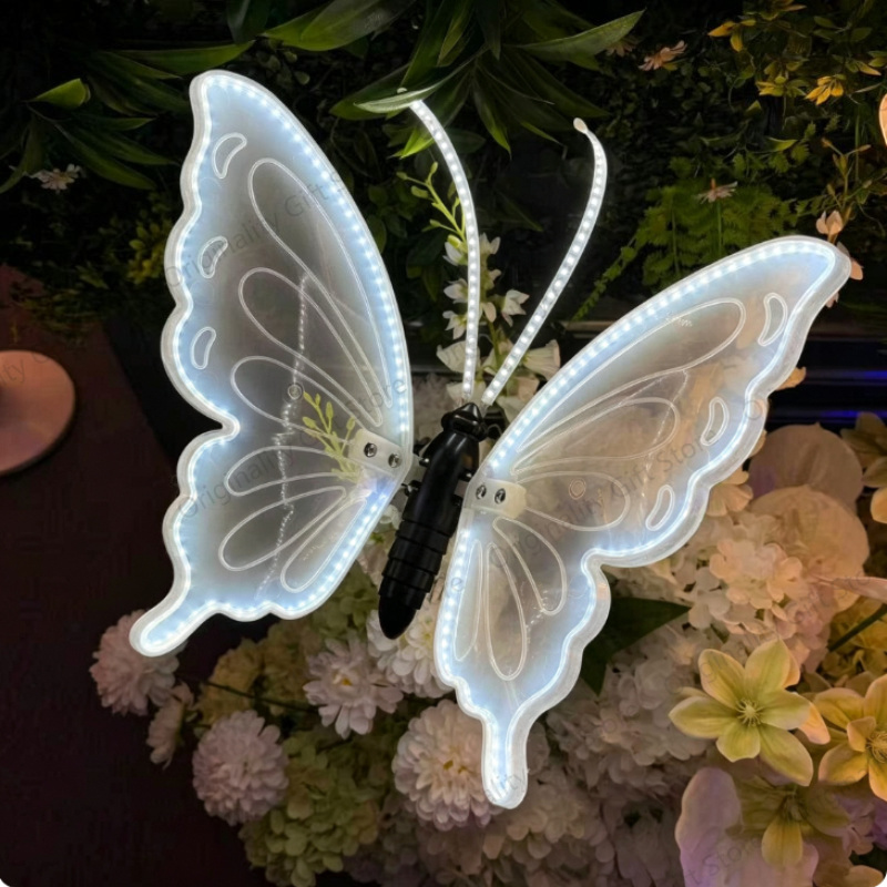 Outdoor Lighting Effects - ไฟ LED รูปผีเสื้อเคลื่อนไหวสำหรับตกแต่งกลางแจ้ง ขนาด 60 ซม./40