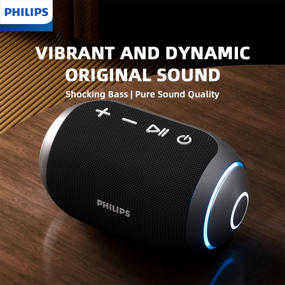 Outdoor Lighting Wireless - ลำโพงไร้สายพกพาสำหรับใช้งานกลางแจ้ง Philips TAS3209 พร้อมไฟสีสันสดใส แบตเตอรี่ 1800mAh