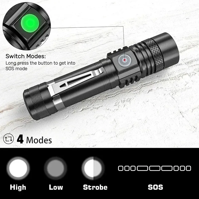 ไฟฉายแบบชาร์จได้ T6 ใช้แบตเตอร - Outdoor Lighting Black บทวิจารณ์และราคา