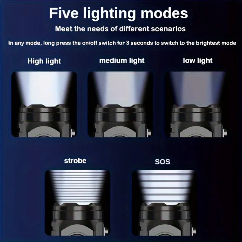 ไฟฉายแบบพกพาแบบชาร์จไฟได้สำหรั - Outdoor Lighting Black บทวิจารณ์และราคา