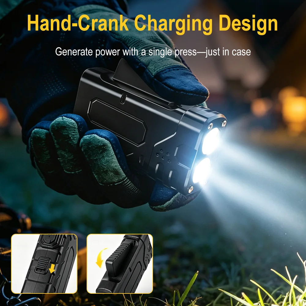 BORUIiT ไฟฉาย LED แบบหมุนมือ E - Outdoor Lighting Black บทวิจารณ์และราคา
