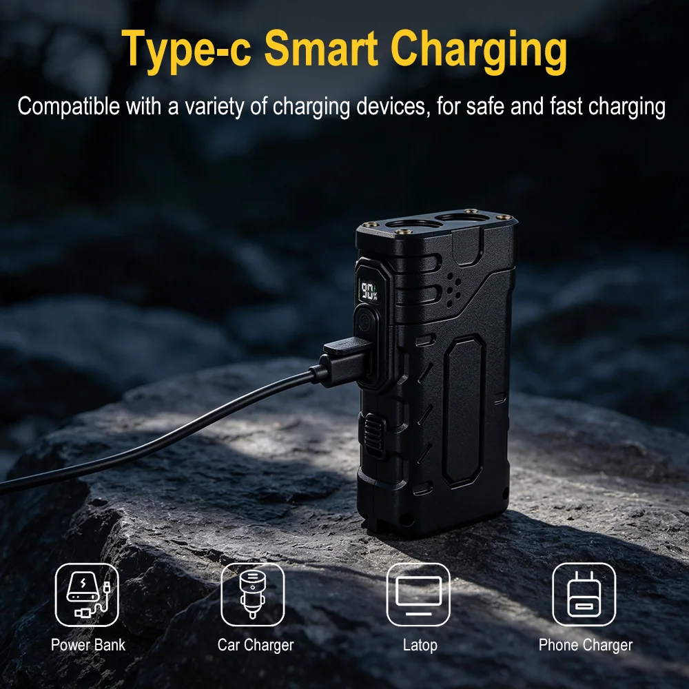 BORUIiT ไฟฉาย LED แบบหมุนมือ E - Outdoor Lighting Black บทวิจารณ์และราคา