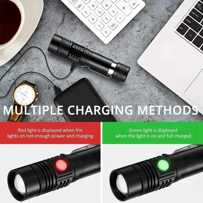 ไฟฉาย LED T6 แบบชาร์จไฟได้, ไฟ - Outdoor Lighting Black บทวิจารณ์และราคา